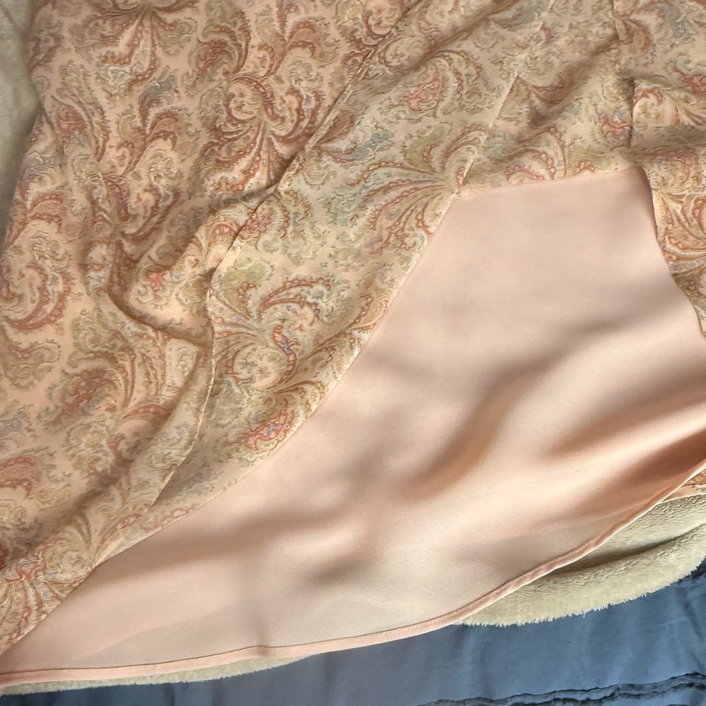 Ann Taylor 100% Silk Paisley Midi Dress Sleeveless Pink Tan Size 12 - Picture 9 of 10